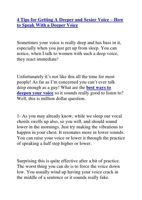 4 Tips For Getting A Deeper And Sexier Voice How To Speak With A