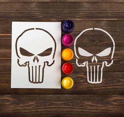 Punisher Skull Custom Stencil Reusable Craft Stencils For Painting Spray Template For Wooden