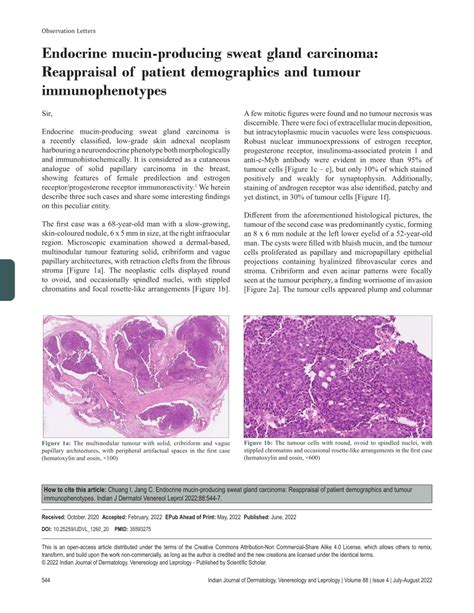 PDF Endocrine Mucin Producing Sweat Gland Carcinoma Reappraisal Of