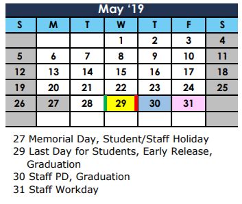 Pasadena Memorial High School - School District Instructional Calendar ...