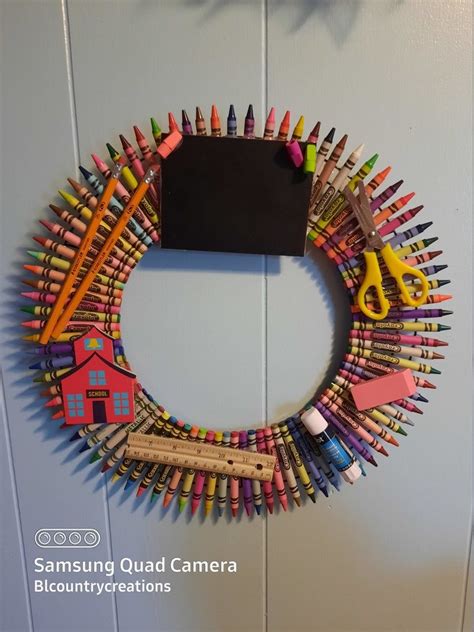 Crayon Wreath With Large Apple Etsy Appreciation Gifts Diy Crayon