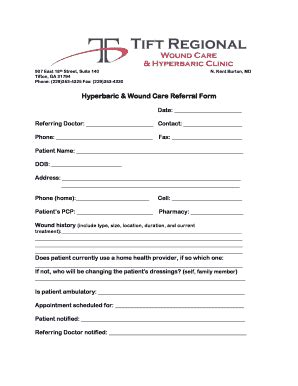 Fillable Online Hyperbaric Wound Care Referral Form Fax Email Print