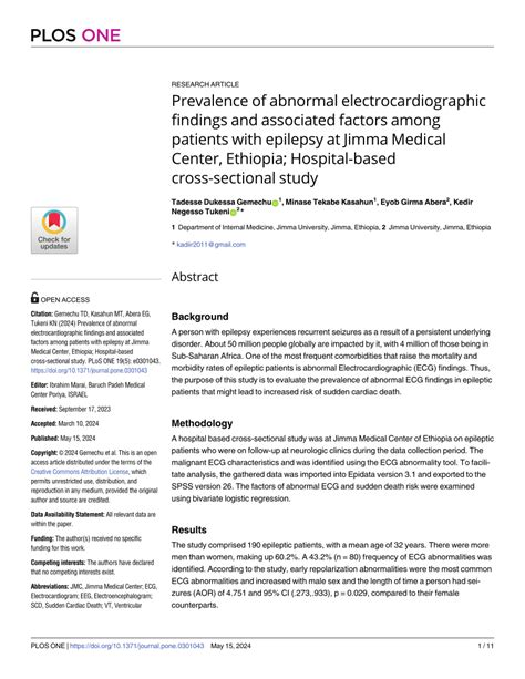 Pdf Prevalence Of Abnormal Electrocardiographic Findings And