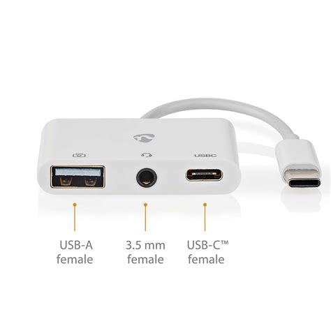 Nedis Adaptateur Multi Ports Usb C Vers Xusb A X Usb C X Jack