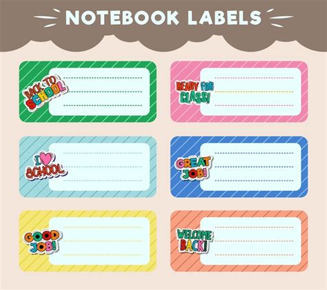 Premium Vector | Vector notebook labels icons of school subjects ...