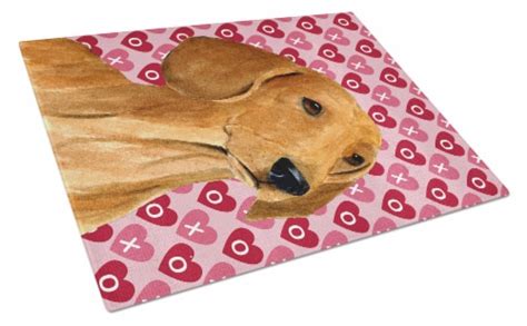 Dachshund Hearts Love And Valentine S Day Portrait Glass Cutting Board