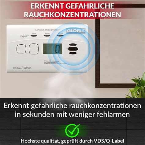 GLORIA K10D Kohlenmonoxidmelder CO Melder Mit Display U 10 Jahres Batterie