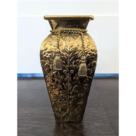 Vintage Solid Indian Brass Vase With Rope Detail Chairish