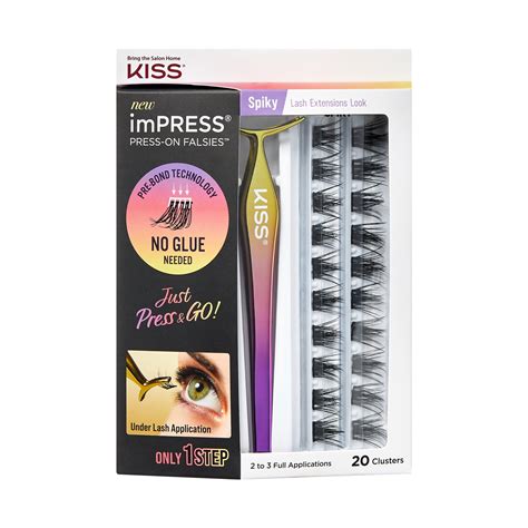 KISS ImPRESS Press On Falsies Eyelash Clusters Kit Spiky Black 20