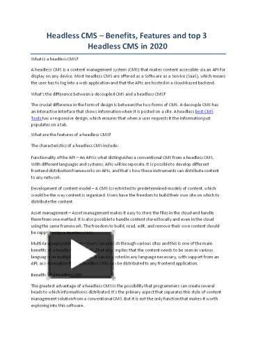 Ppt Headless Cms Benefits Features And Top Headless Cms In