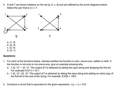 Solved S And T Are Binary Relations On The Set A B C D Chegg