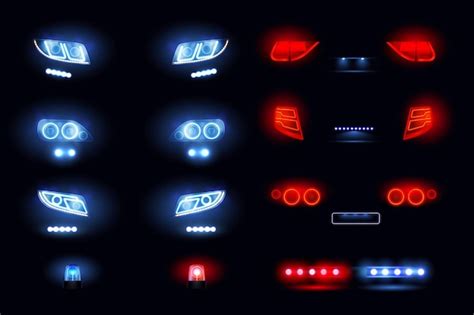 Conjunto Realista De Luces Led Automotrices Con Barras De Faros