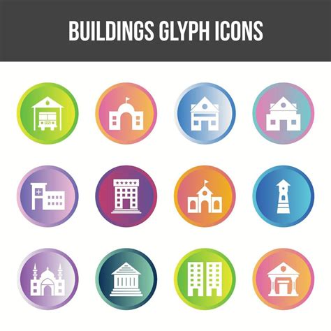 Unique Buildings Glyph Icon Set 17532340 Vector Art At Vecteezy