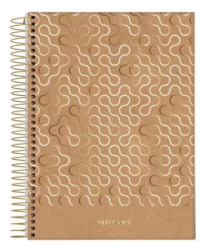 Caderno Espiral Kraft Gold Ondas Jandaia 1 Matéria 80 Fls MercadoLivre