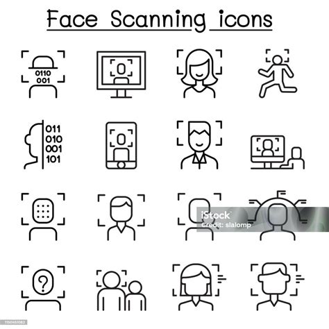顔 Id顔検出顔認識細い線のスタイルで設定された顔のスキャンアイコン つながりのベクターアート素材や画像を多数ご用意 つながり