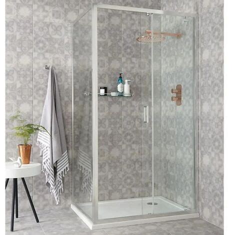 Benchmark 1100mm Sliding Shower Door Chrome Frame Modern Style