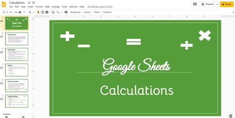 google sheets calculations