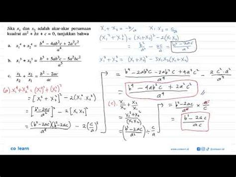 Jika X Dan X Adalah Akar Akar Persamaan Kuadrat Ax Bx C