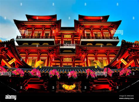 Exterior Of Buddha Tooth Relic Temple In Chinatown Singapore At