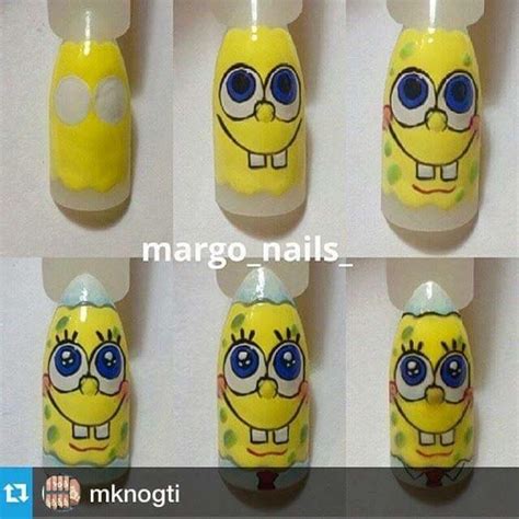 Tutorial Bob Esponja Nails Spongebob Nail Art Nail Art Disney Nail