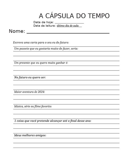 Texto Para Cápsula Do Tempo - Capsula Do Tempo | PDF
