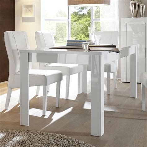 Table à manger blanc laqué brillant design OKLAND L 185 x P 90 x H 79