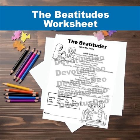 Printable Beatitudes Bible Worksheet Answer Sheet Included Etsy