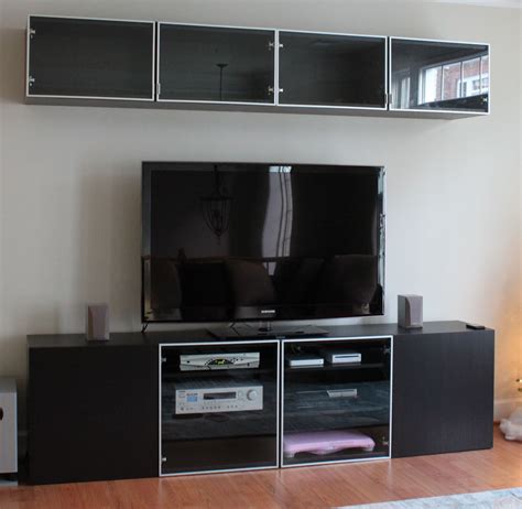 Entertainment Unit With Tv Upper Cabinetry Black Brown Color From