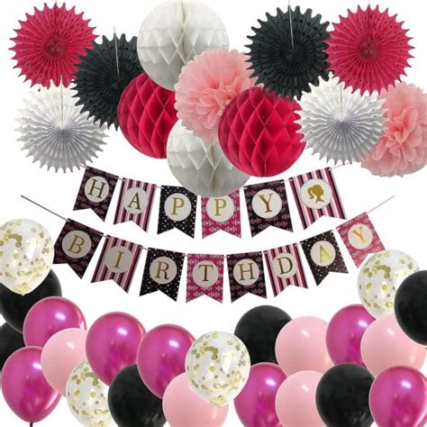 Black & Pink Happy Birthday Banner - 9FT