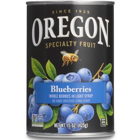 Oregon Fruit Products Blueberries In Light Syrup 15 Oz Pack Of 8