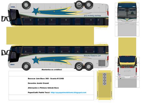 PaperCraft Ônibus Busscar Jum Buss 360 Scania K124IB Viação Cometa