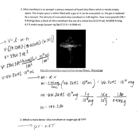 Solved 1. Silica nanofoam is an aerogel: a porous network of | Chegg.com