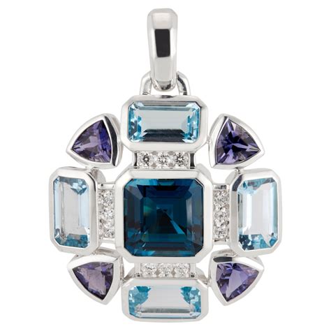 David Yurman Blue Topaz Diamond Sterling Silver Novella Pendant At