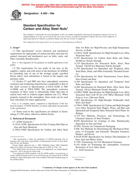 Astm A A Standard Specification For Carbon And Alloy Steel Nuts