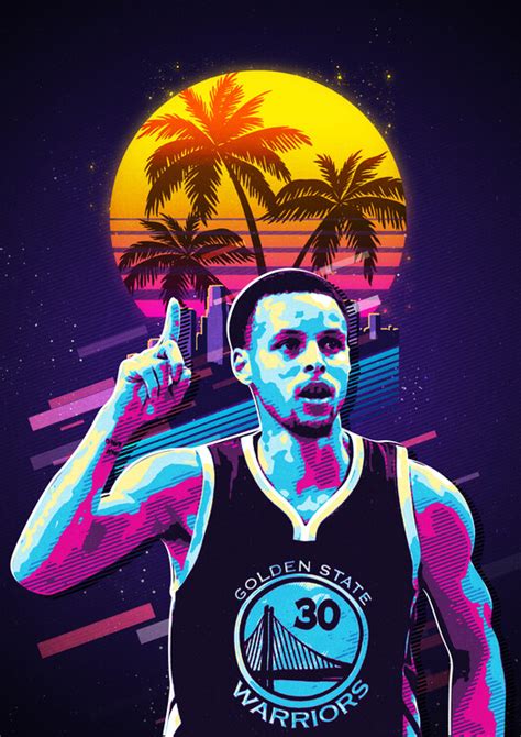 Wall Art Print Stephen Curry Basketball Retro S Europosters