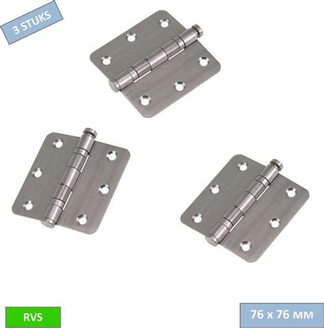 Starx Kogellager Scharnier RVS 76 X 76 Mm Ronde Hoek 3 Stuks Bol