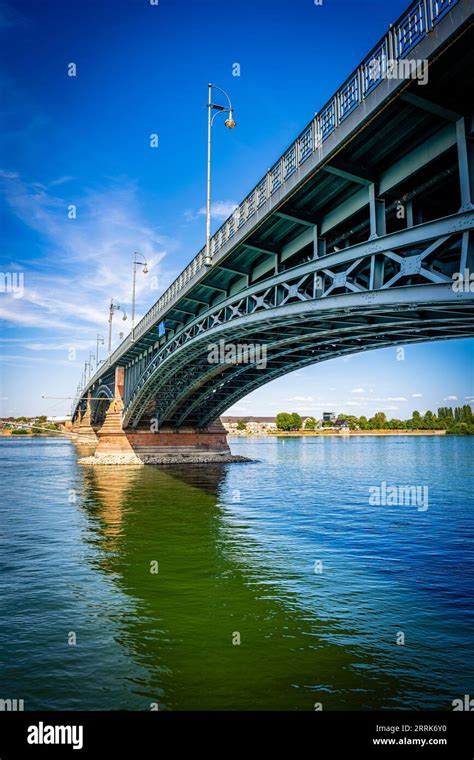 Theodor Heuss Bridge Over The Rhine Between Wiesbaden And Mainz A