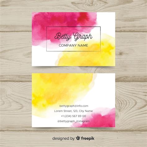 Free Vector Watercolor Stains Business Card Template