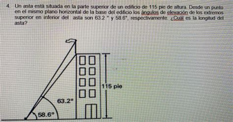 Solved Un asta está situada en la parte superior de un edificio de 115