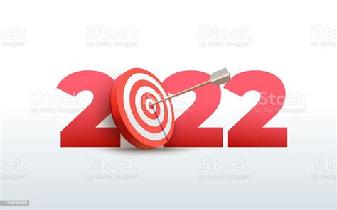 2022 New Year Realistic Target And Goals With Symbol Of 2022 From Red