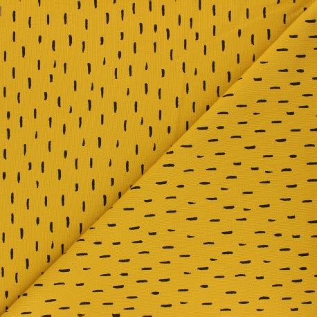 Tissu jersey à motifs Poppy Playfull stripes jaune moutarde MPM