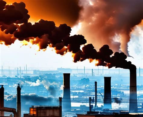 Premium Photo | Factories pollute nature with their smoke