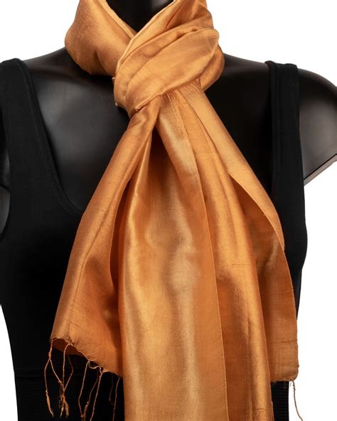 Gold Silk Scarf Raw Silk Handmade Scarf Womens Neck Scarf Fair Etsy