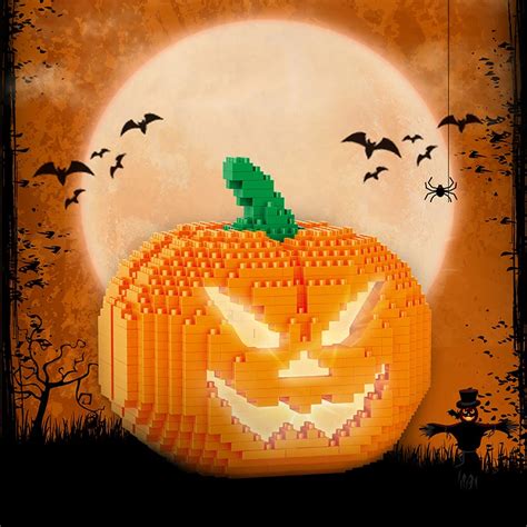 Jack O Lantern Diamant Bouwsteen Diy 3D Halloween Pompoen Micro Bricks