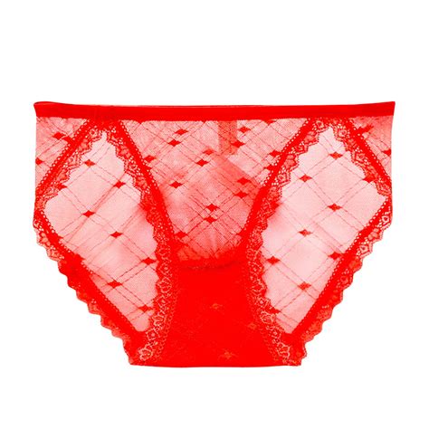 Womens Lace Trim Seamless Sheer Panties Sexy Briefs Cotton Crotch Cotton Bikini Underwear Cotton