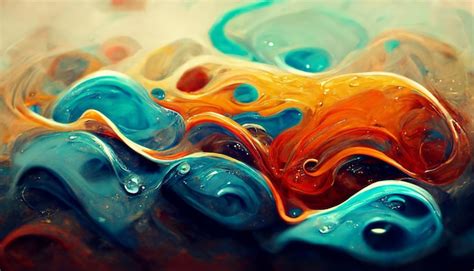 Premium Photo | Liquid paint abstract background colorful cyan orange ...