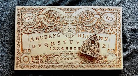 Ouija Board With Demons And Skulls Spirit Board Wooden Etsy Australia