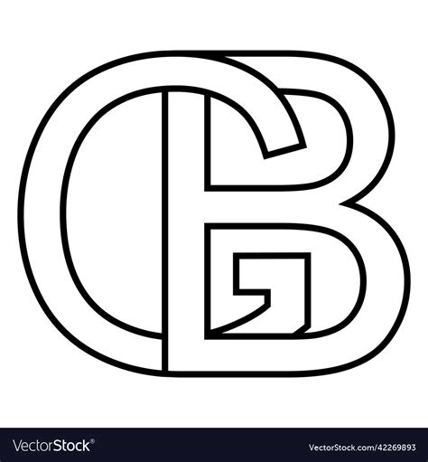 Logo Sign Gb Bg Icon Nft Interlaced Letters G Vector Image