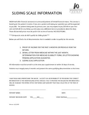 Fillable Online SLIDING SCALE INFORMATION Fax Email Print PdfFiller