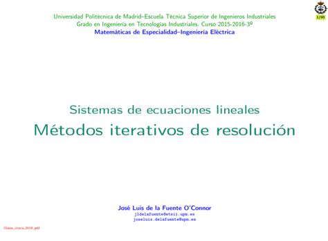 Sistemas De Ecuaciones Lineales M Todos Iterativos De Resoluci N